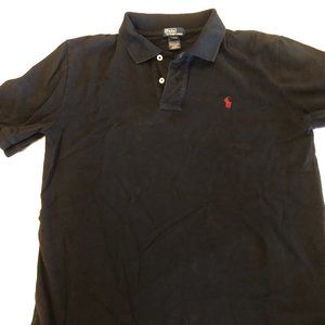 This young men's Ralph Lauren Polo shirt is black, size XL, with a red pony logo